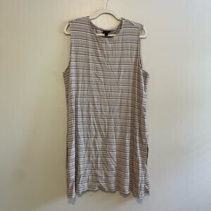 NWT J Jill Wearever Collection Size XL Brown Black Stripe Dress Sleeveless